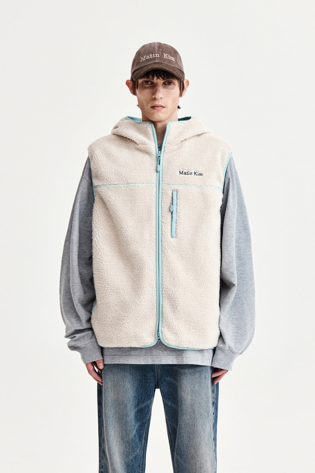 Matin Kim - Fleece Hoody Vest (Ivory) product image 10 | TRAB K-Fashion Australia