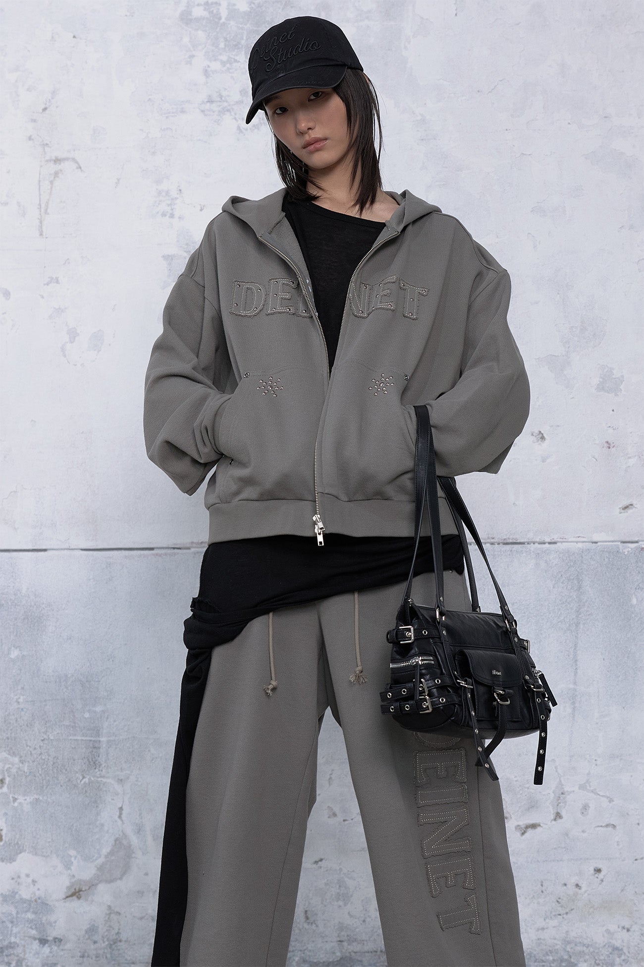 Deinet - Belted Pocket Mini Shoulder Bag (Black) product image 1 | TRAB K-Fashion Australia