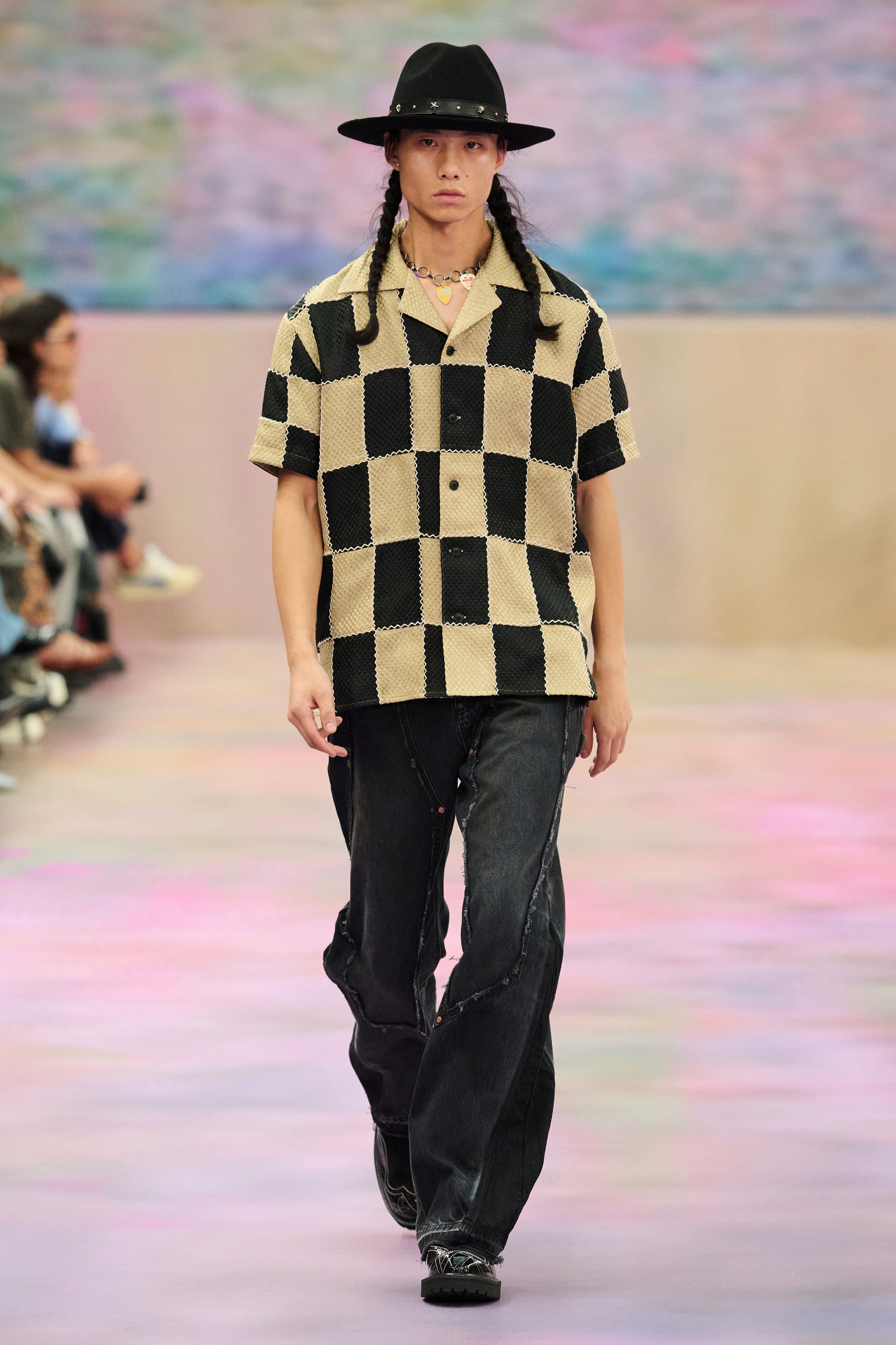 Andersson Bell - Patchwork Open Collar Shirts (Black/Beige) product image 8 | TRAB K-Fashion Australia