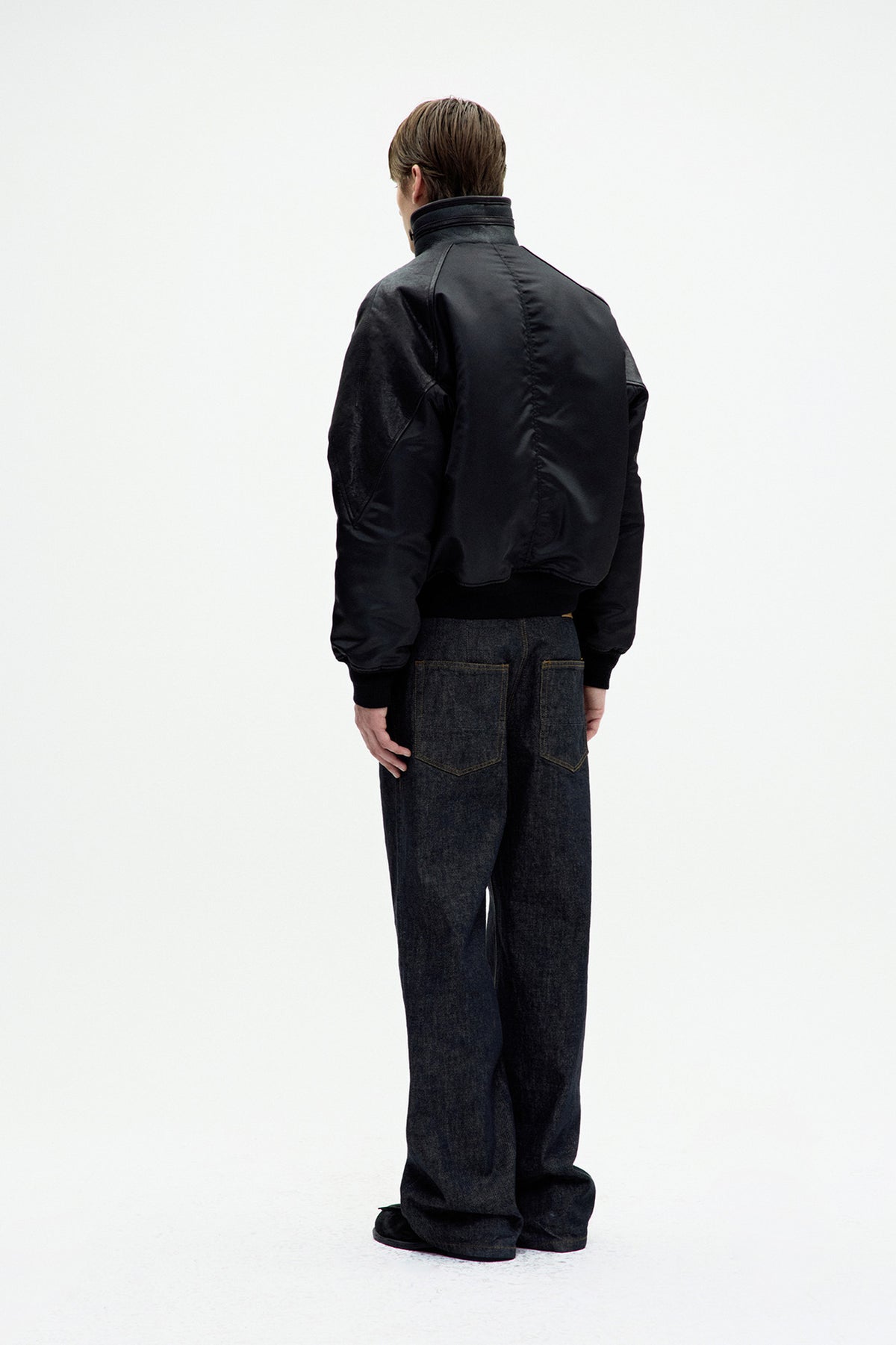 Coor - Highneck Shearling Mixed Ma-1 Jumper (Black) product image 4 | TRAB K-Fashion Australia