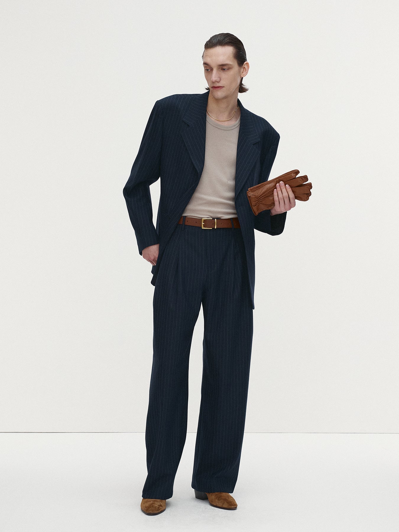 Tonywack - Striped Wool Oversized Tailored Jacket (Navy Pinstripe) product image 2 | TRAB K-Fashion Australia