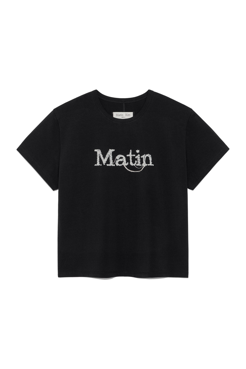 Matin Kim - Stitch Printing Detail Crop Top (Black) product image 1 | TRAB K-Fashion Australia