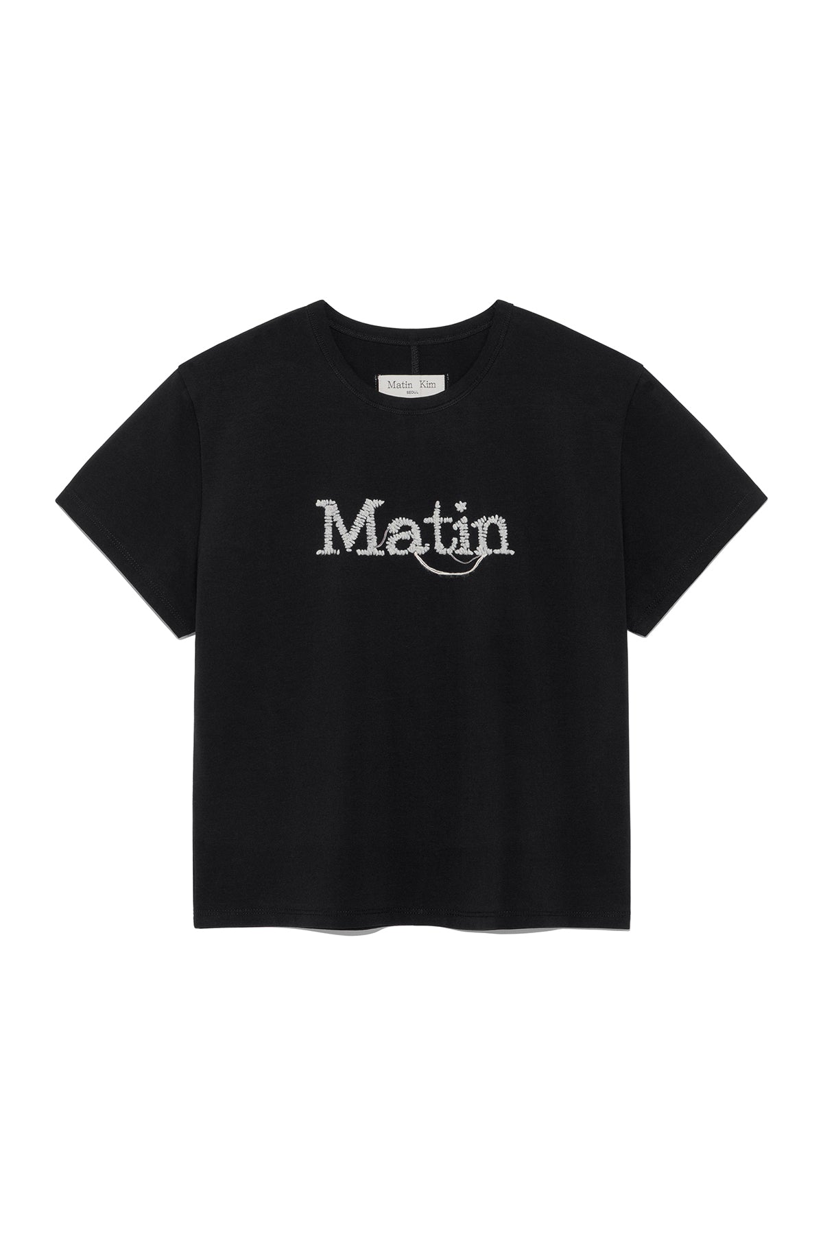 Matin Kim - Stitch Printing Detail Crop Top (Black) product image 1 | TRAB K-Fashion Australia