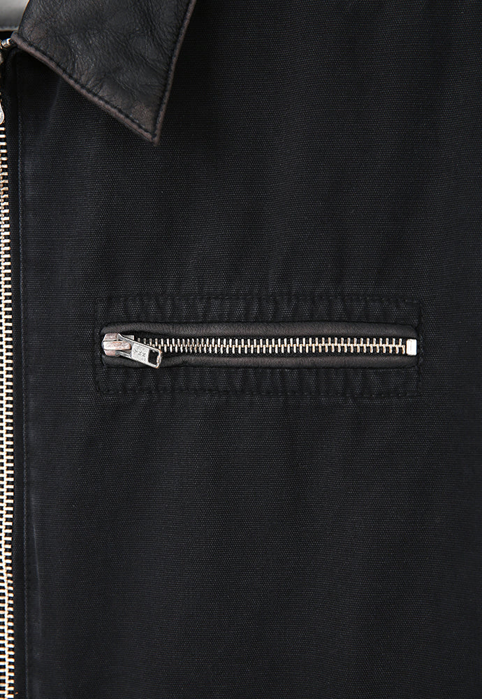 Tonywack - Leather Collar Garment-Washed Zip Work Jacket (Faded Black) product image 11 | TRAB K-Fashion Australia