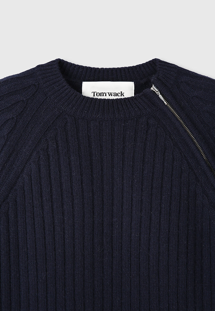 Tonywack - Wool And Cashmere Raglan Zip Sweater (Dark Navy) product image 9 | TRAB K-Fashion Australia