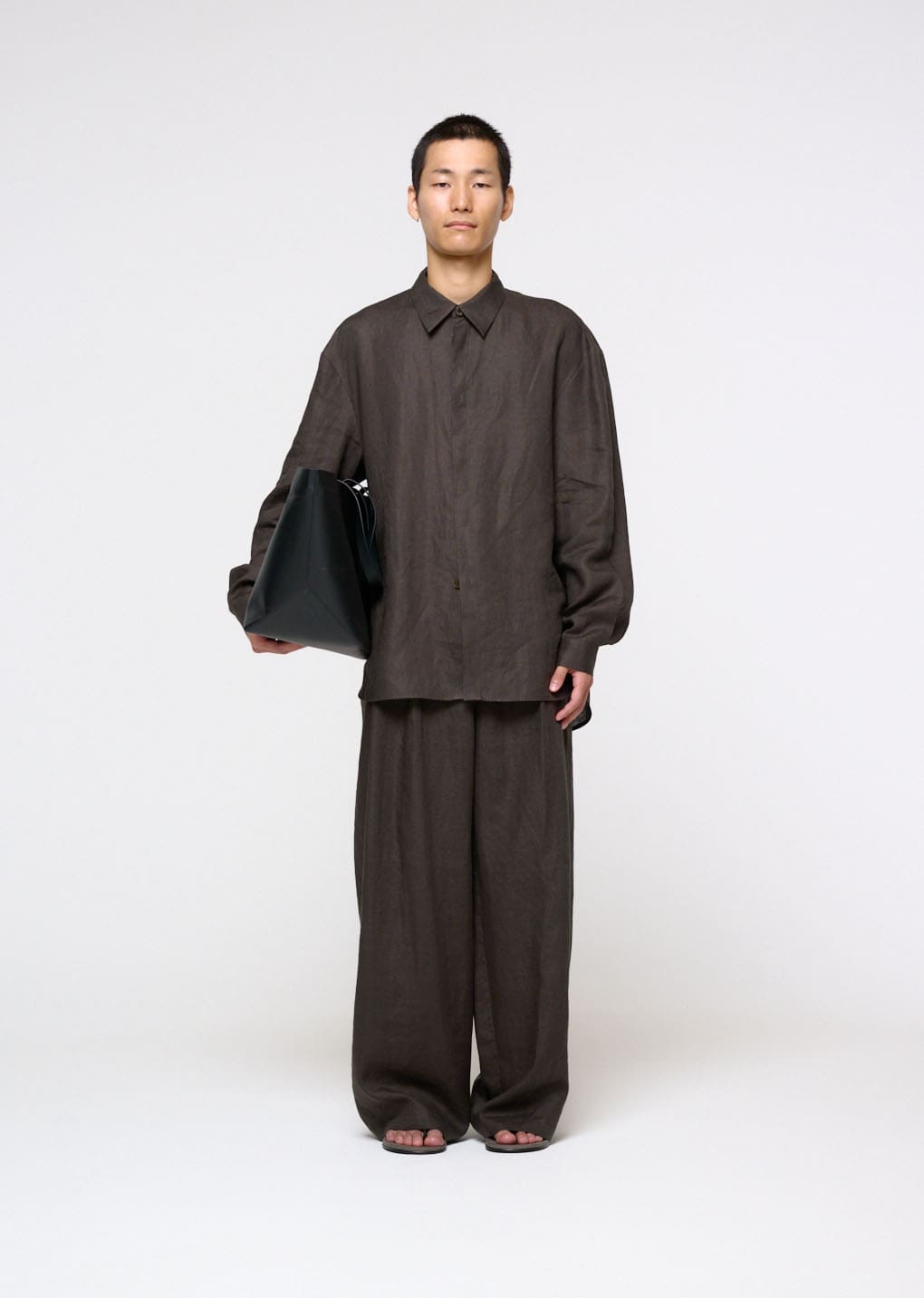 Amomento - Linen Oversized Shirt (Khaki Grey) product image 2 | TRAB K-Fashion Australia