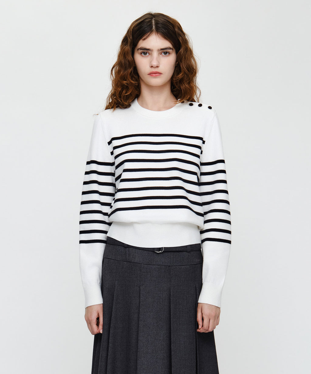 Marithe & Francois Girbaud - Marine Button Point Knit Pullover (Ivory) product image 1 | TRAB K-Fashion Australia