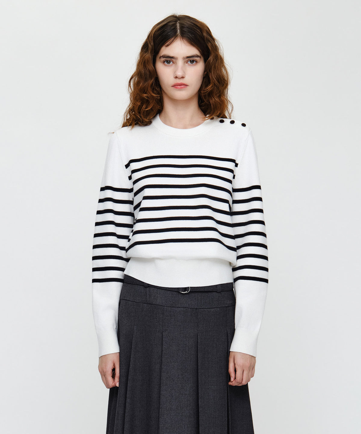 Marithe & Francois Girbaud - Marine Button Point Knit Pullover (Ivory) product image 1 | TRAB K-Fashion Australia