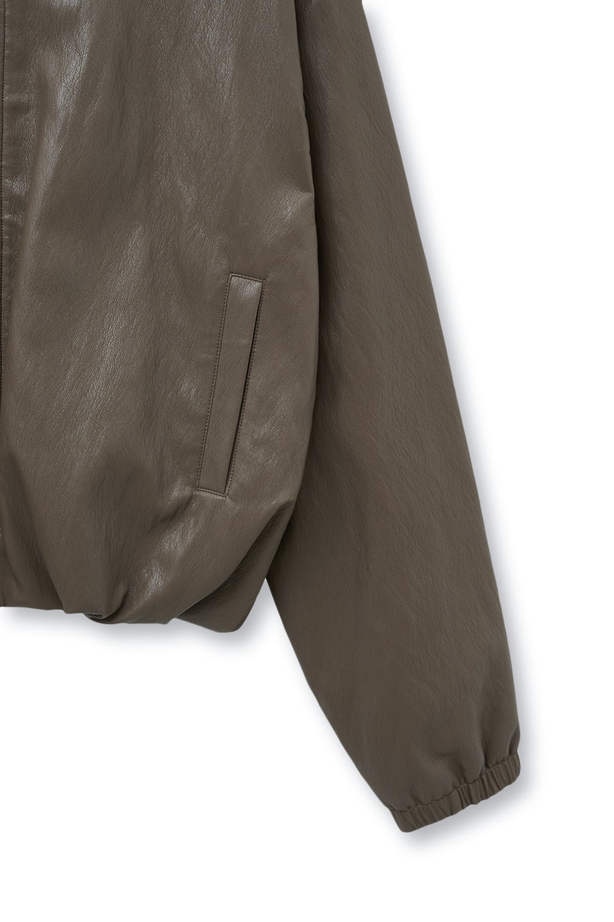 Matin Kim - Faux Leather Hoody Crop Jumper (Brown) product image 5 | TRAB K-Fashion Australia