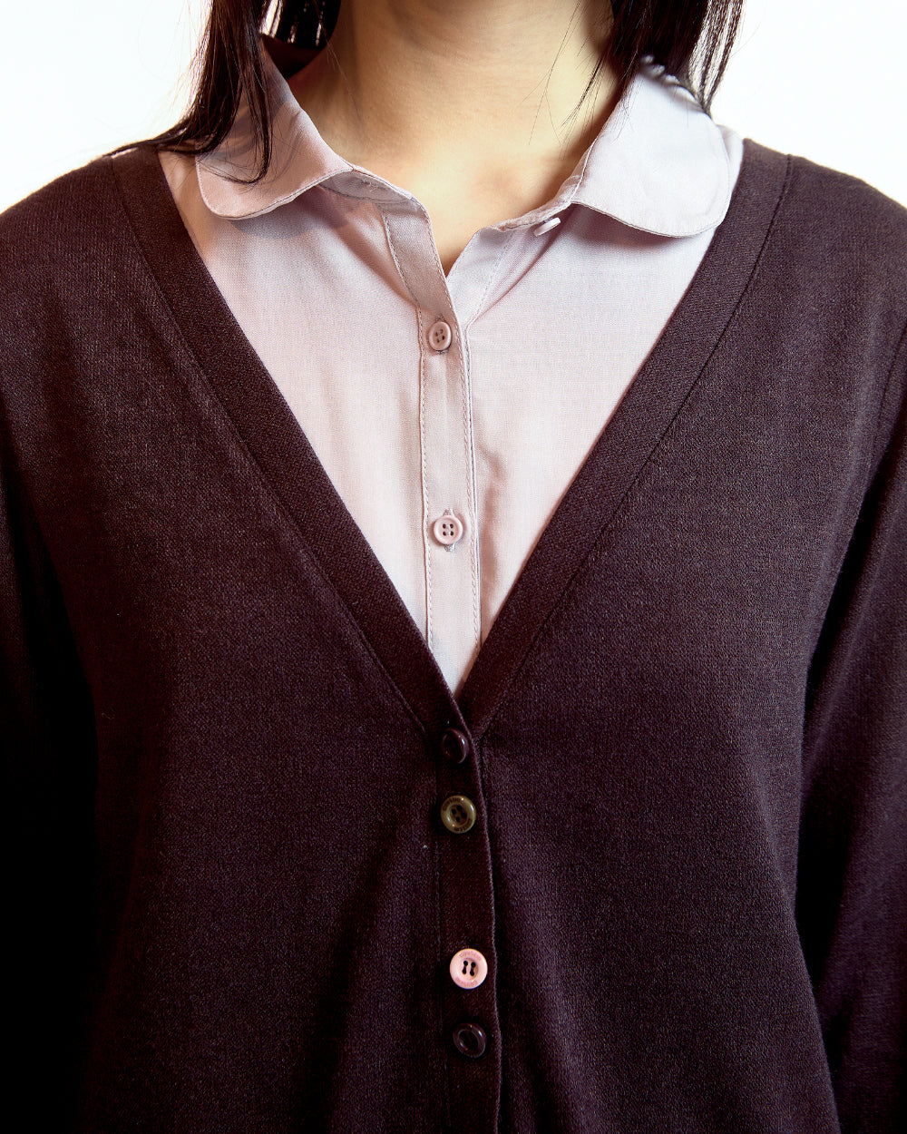 Coyseio - Layered Shirt Cardigan (Brown) product image 5 | TRAB K-Fashion Australia