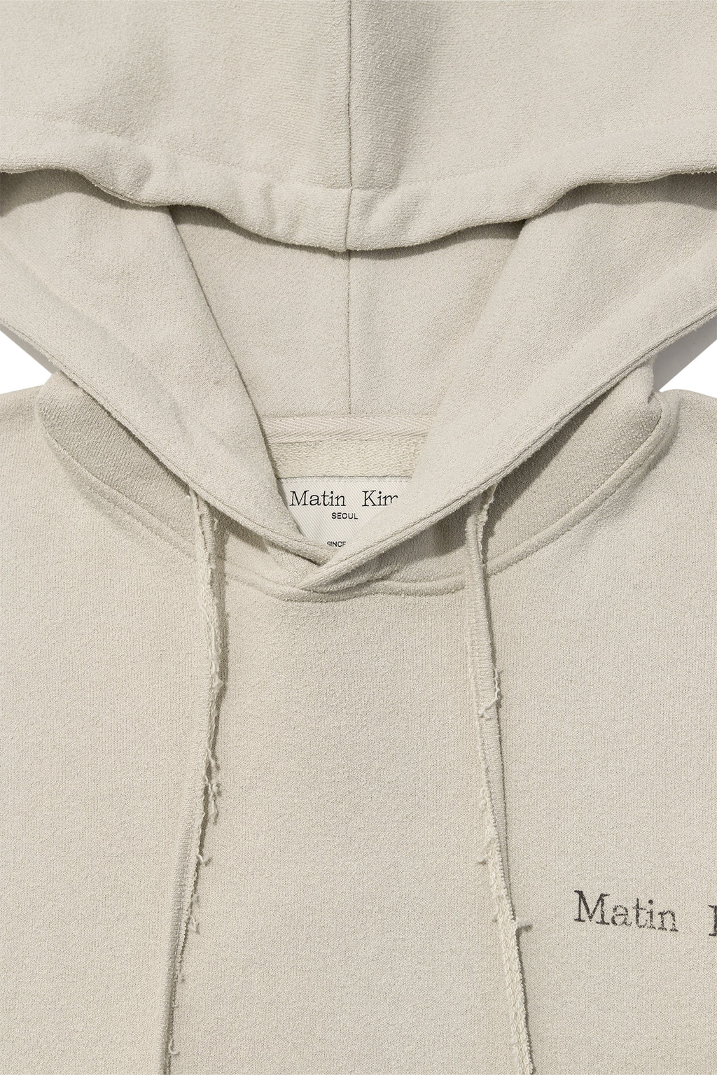 Matin Kim - Rib Cut Detail Logo Hoody (Beige) product image 3 | TRAB K-Fashion Australia