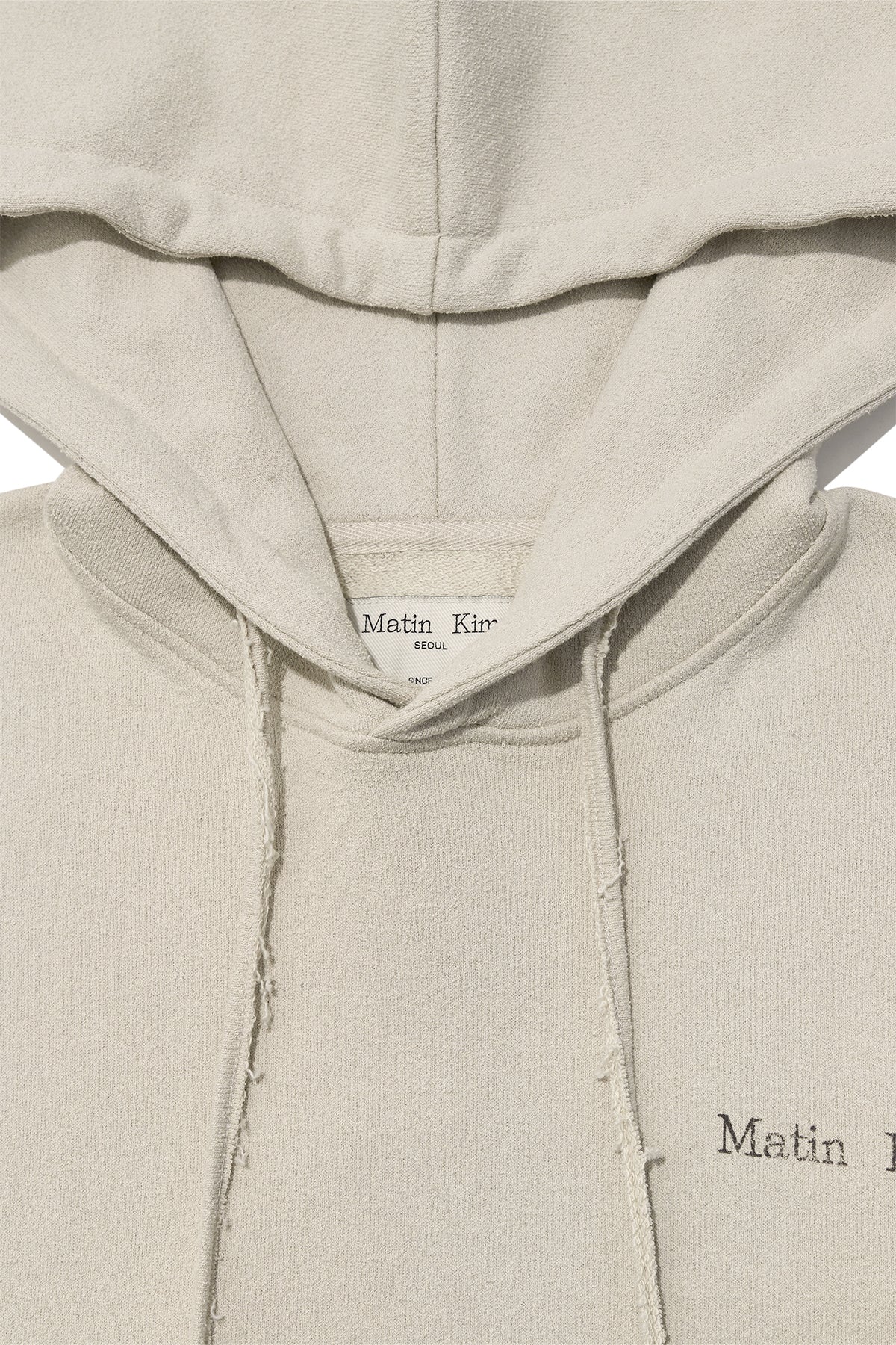 Matin Kim - Rib Cut Detail Logo Hoody (Beige) product image 3 | TRAB K-Fashion Australia