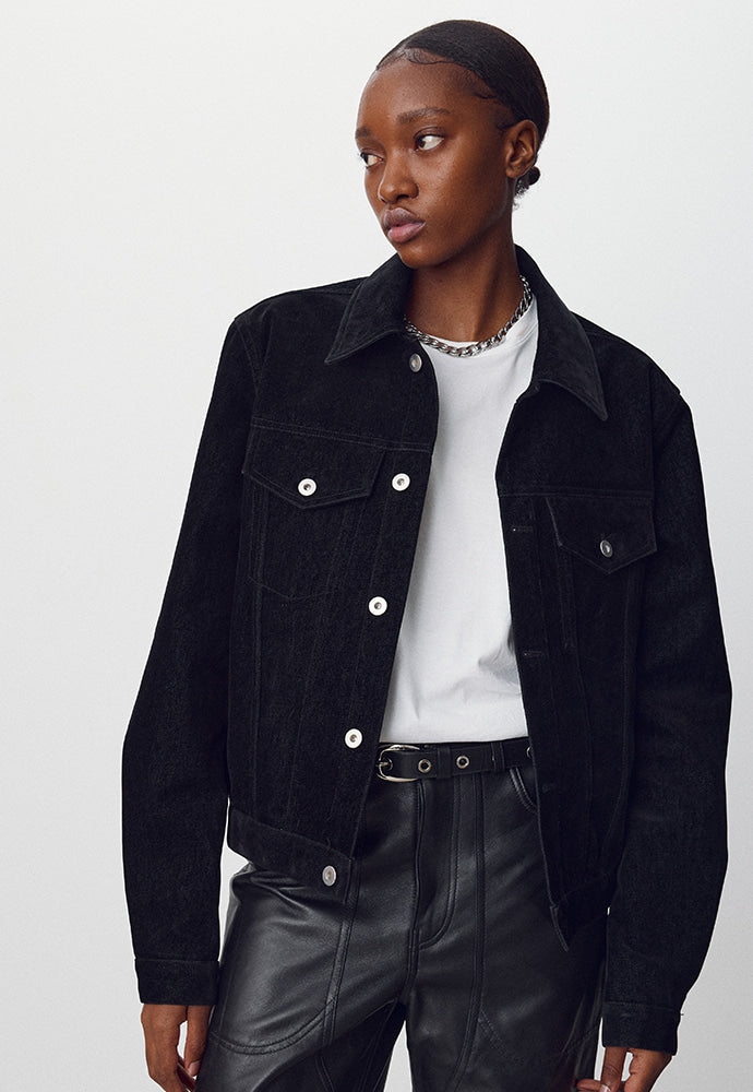 Tonywack - Velvet Denim Trucker Jacket (Black) product image 5 | TRAB K-Fashion Australia
