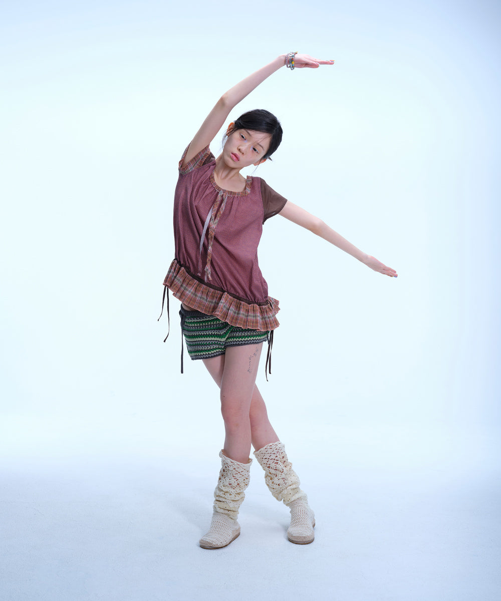 Coyseio - Strap Shirring Blouse (Brown) product image 5 | TRAB K-Fashion Australia