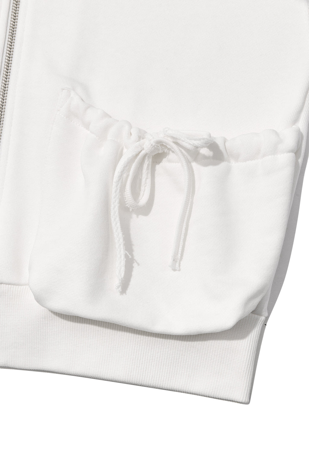 Matin Kim - Volume Pocket Crop Hoody Zip Up (White) product image 6 | TRAB K-Fashion Australia