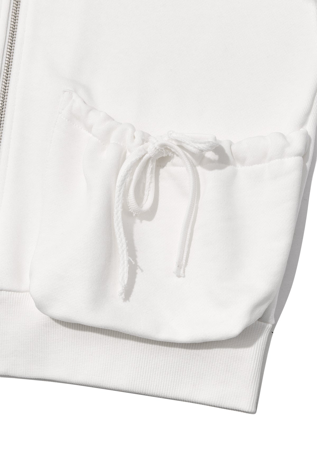 Matin Kim - Volume Pocket Crop Hoody Zip Up (White) product image 6 | TRAB K-Fashion Australia