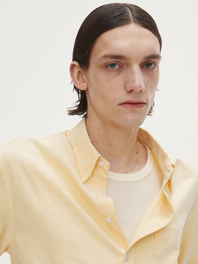 Tonywack - Cotton Lyocell Distressed Oxford Shirt (Pale Yellow) product image 6 | TRAB K-Fashion Australia