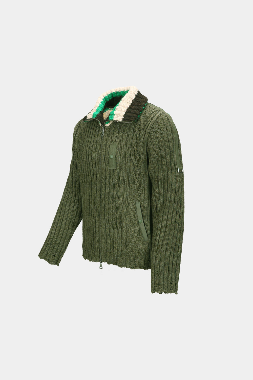 Andersson Bell - Stripe High-Neck Zip-Up Sweater (Khaki) product image 8 | TRAB K-Fashion Australia