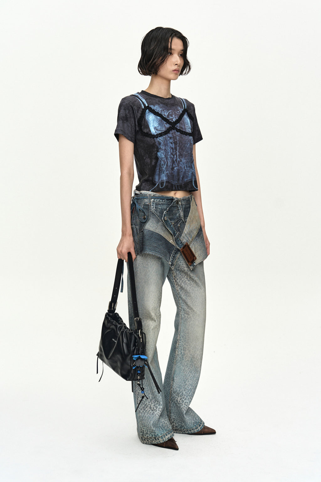 Andersson Bell - Upside-Down Printed Wrap Skirt (Mid Blue) product image 2 | TRAB K-Fashion Australia