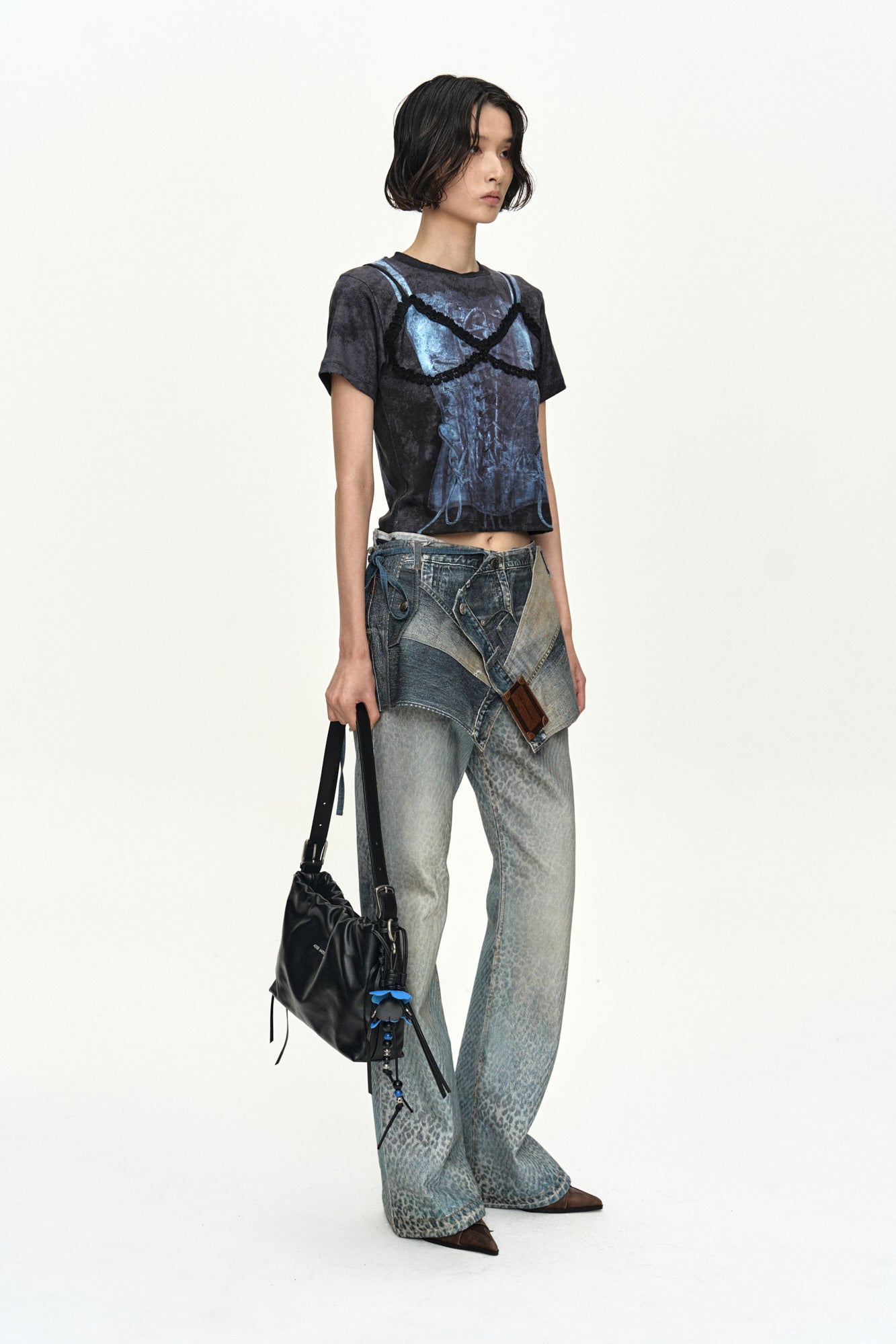 Andersson Bell - Upside-Down Printed Wrap Skirt (Mid Blue) product image 2 | TRAB K-Fashion Australia