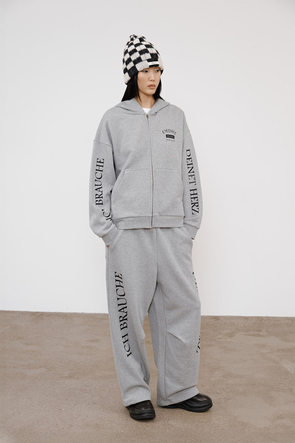 Deinet - German Lettering Hoodie Zip-Up (Melange Grey) product image 5 | TRAB K-Fashion Australia