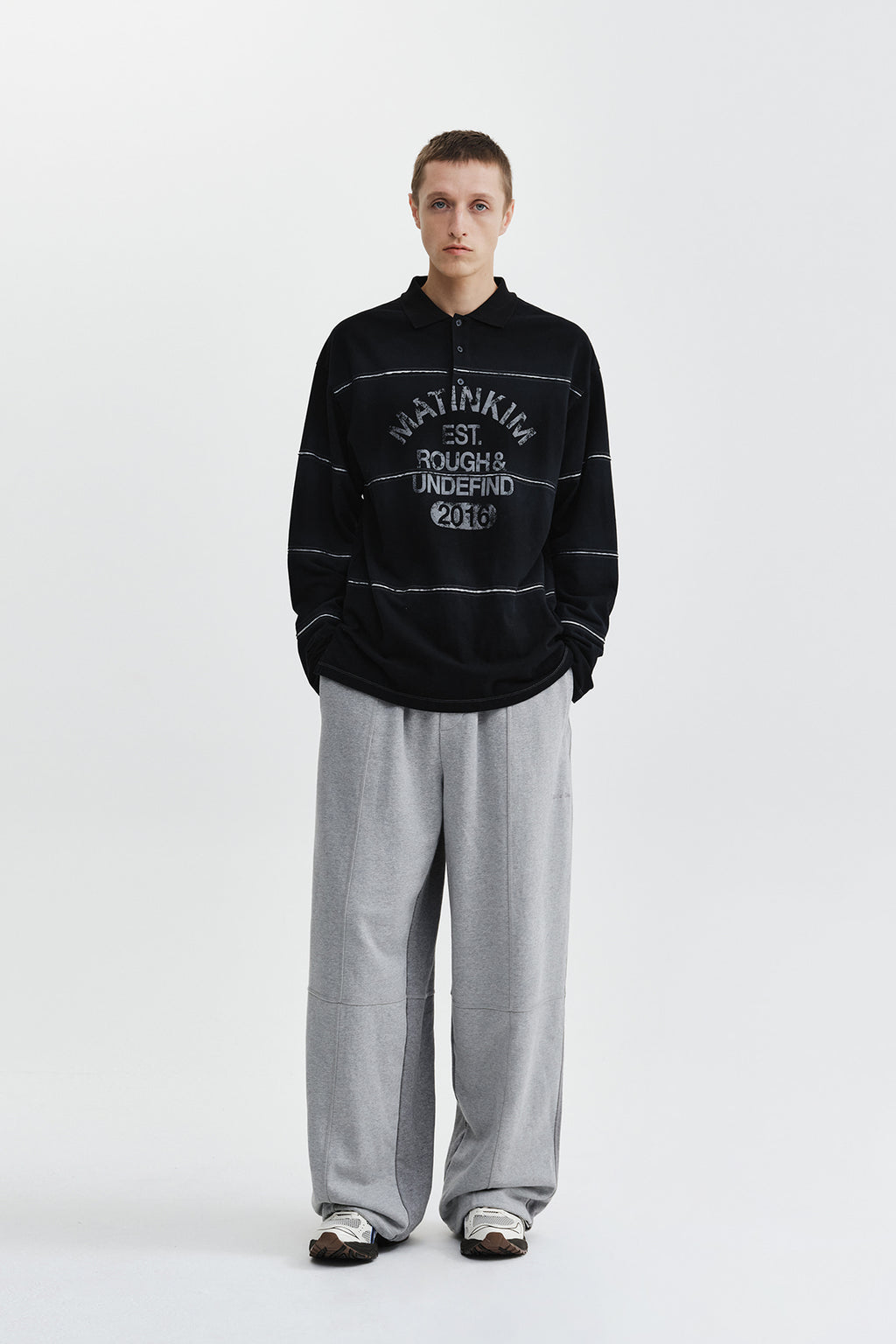 Matin Kim - Reveal Stripe Logo Collar Top (Black) product image 10 | TRAB K-Fashion Australia