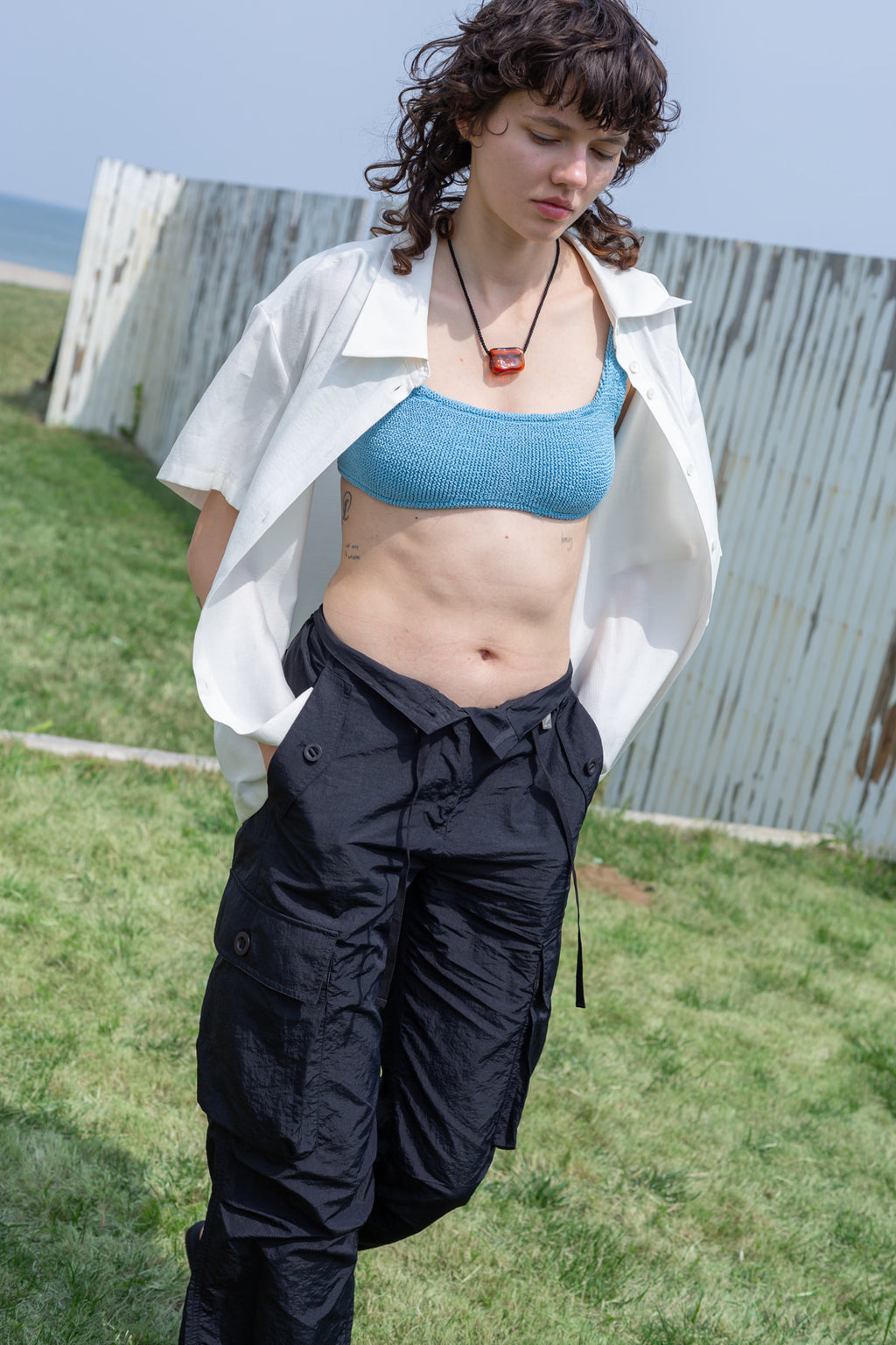 Matin Kim - Unbalance Collar Half Shirt (Ivory) product image 11 | TRAB K-Fashion Australia
