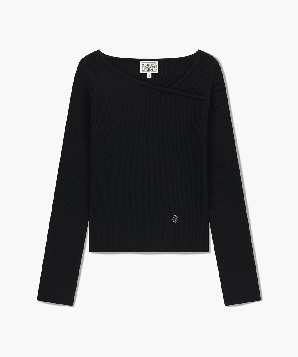 Marithe & Francois Girbaud - Circle Logo Neck Point Knit (Black) product image 6 | TRAB K-Fashion Australia