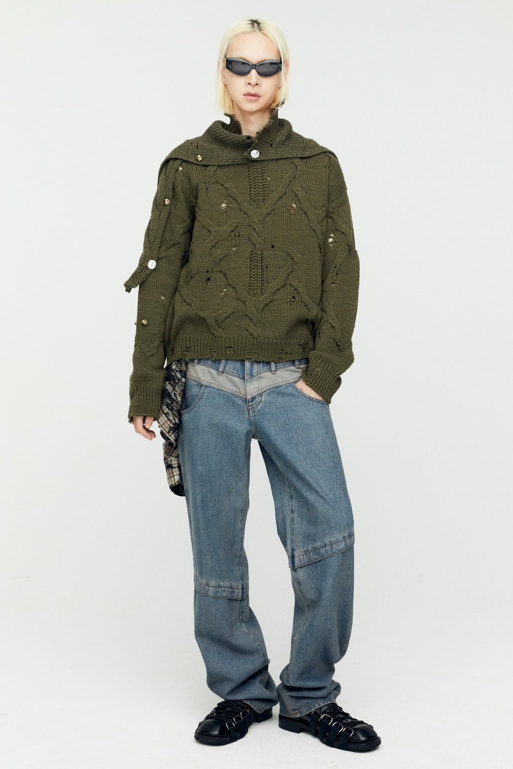 Andersson Bell - Layered Wide-Leg Jeans (Dusty Blue) product image 1 | TRAB K-Fashion Australia