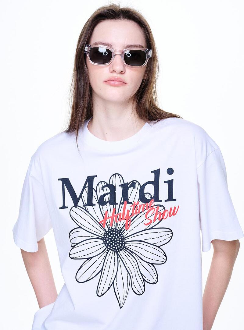 Mardi Mercredi - Unisex Tshirt Flowermardi Halftime Show (White Black) product image 1 | TRAB K-Fashion Australia