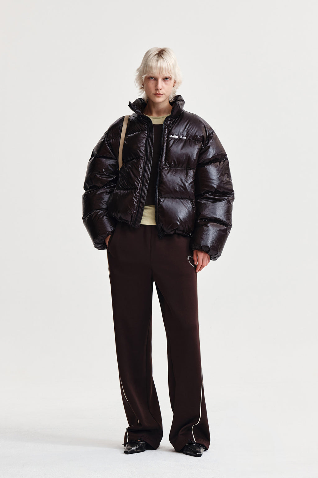 Matin Kim - Small Logo Volume Down Jumper (Dark Brown) product image 9 | TRAB K-Fashion Australia
