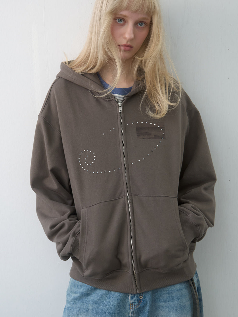 Kijun - Dusty Zip-Up Hoodie (Charcoal) product image 7 | TRAB K-Fashion Australia