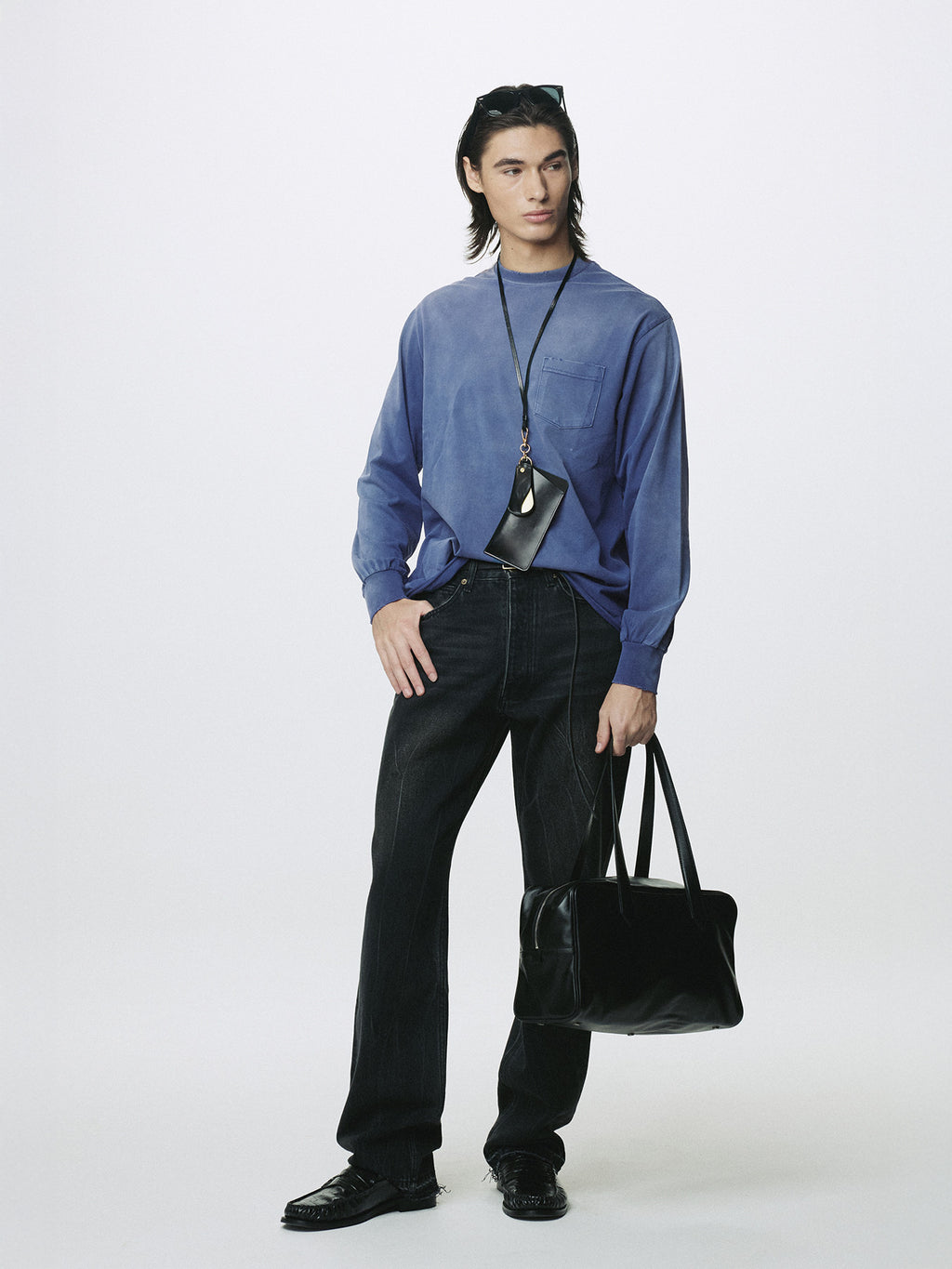 Tonywack - Garment Dyed Long Sleeve Crew (Faded Purple Blue) product image 1 | TRAB K-Fashion Australia