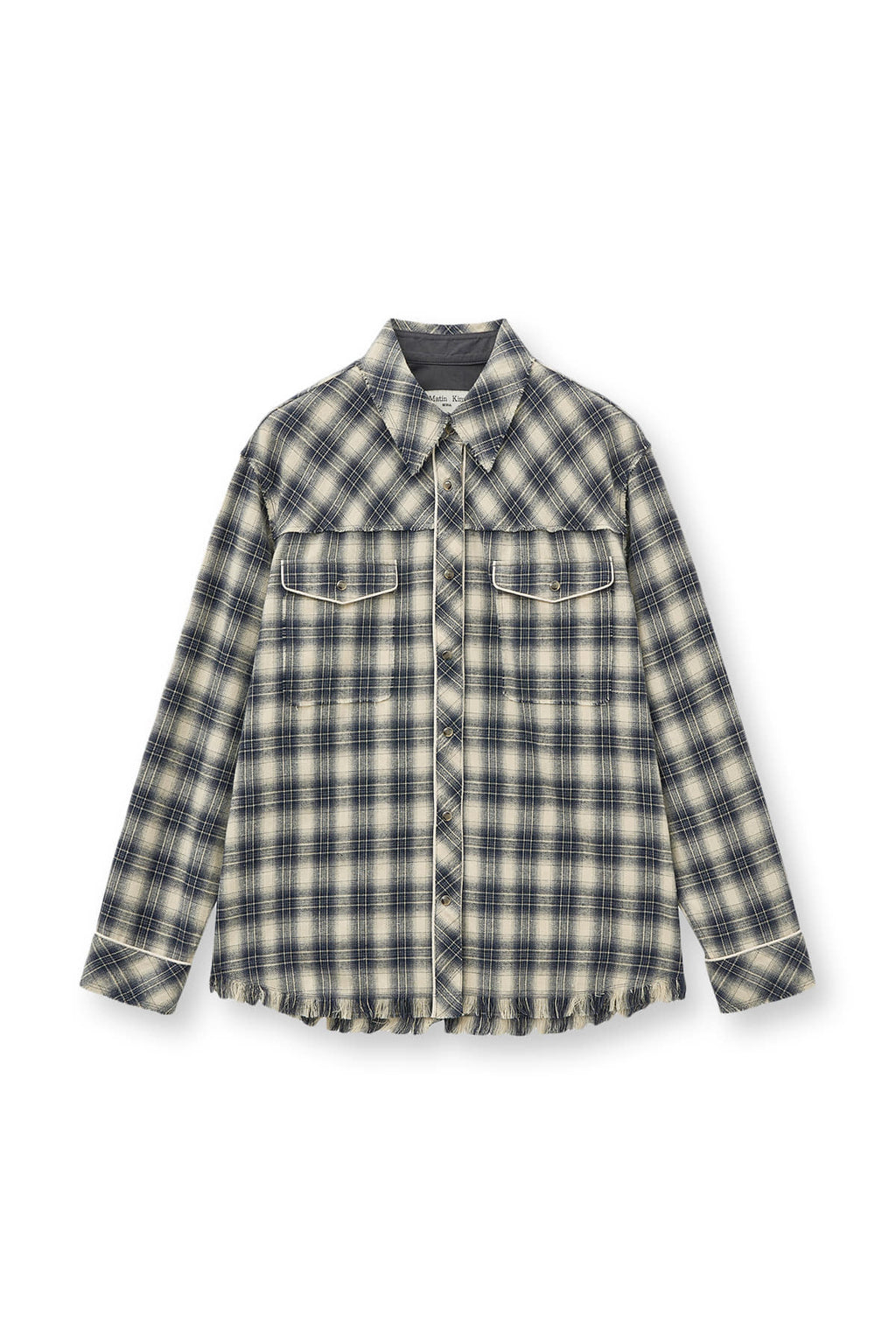 Matin Kim - Check Flannel Pocket Shirt (Navy) product image 1 | TRAB K-Fashion Australia