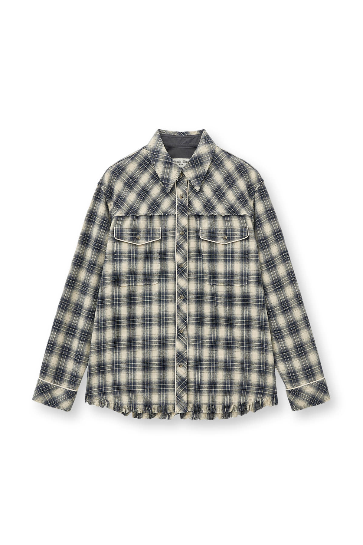 Matin Kim - Check Flannel Pocket Shirt (Navy) product image 1 | TRAB K-Fashion Australia