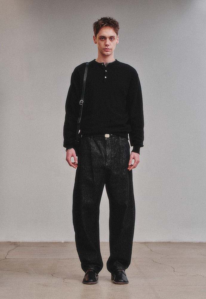 Art if acts - One Tuck Curve Denim Pants (Washed Black) product image 1 | TRAB K-Fashion Australia