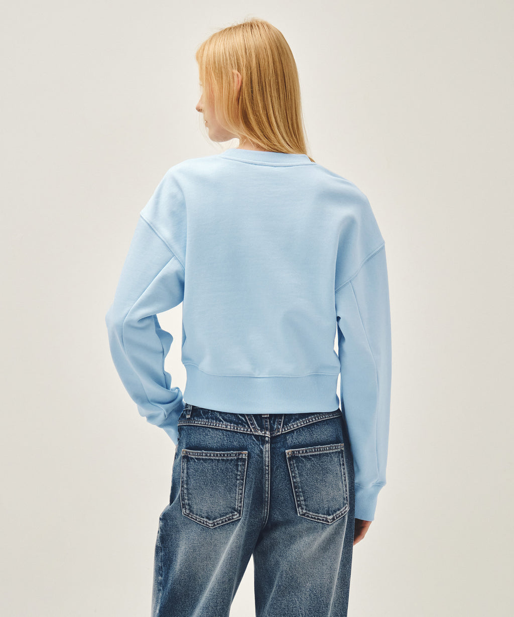 Marithe & Francois Girbaud - Flower Classic Logo Crop Sweatshirt (Sky Blue) product image 3 | TRAB K-Fashion Australia