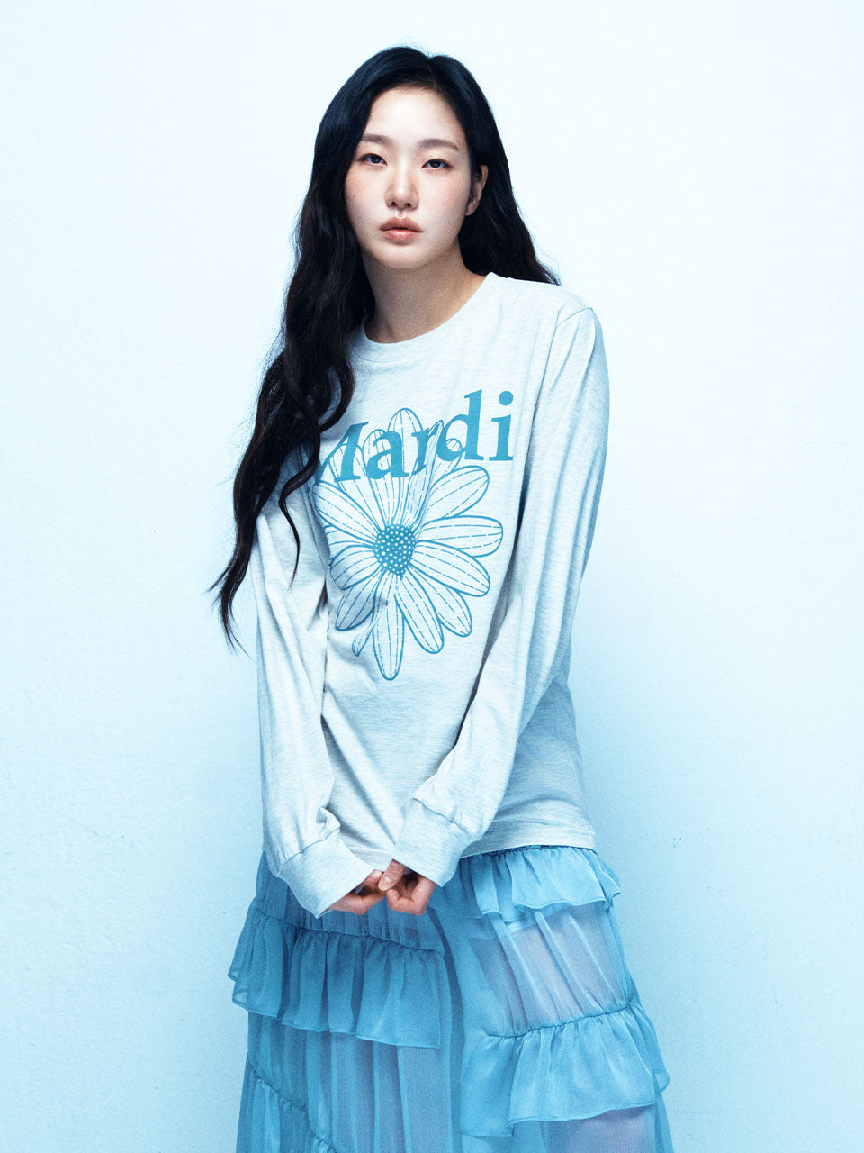 Mardi Mercredi - Tshirt Long Sleeve Flowermardi (Oatmeal Mint) product image 1 | TRAB K-Fashion Australia