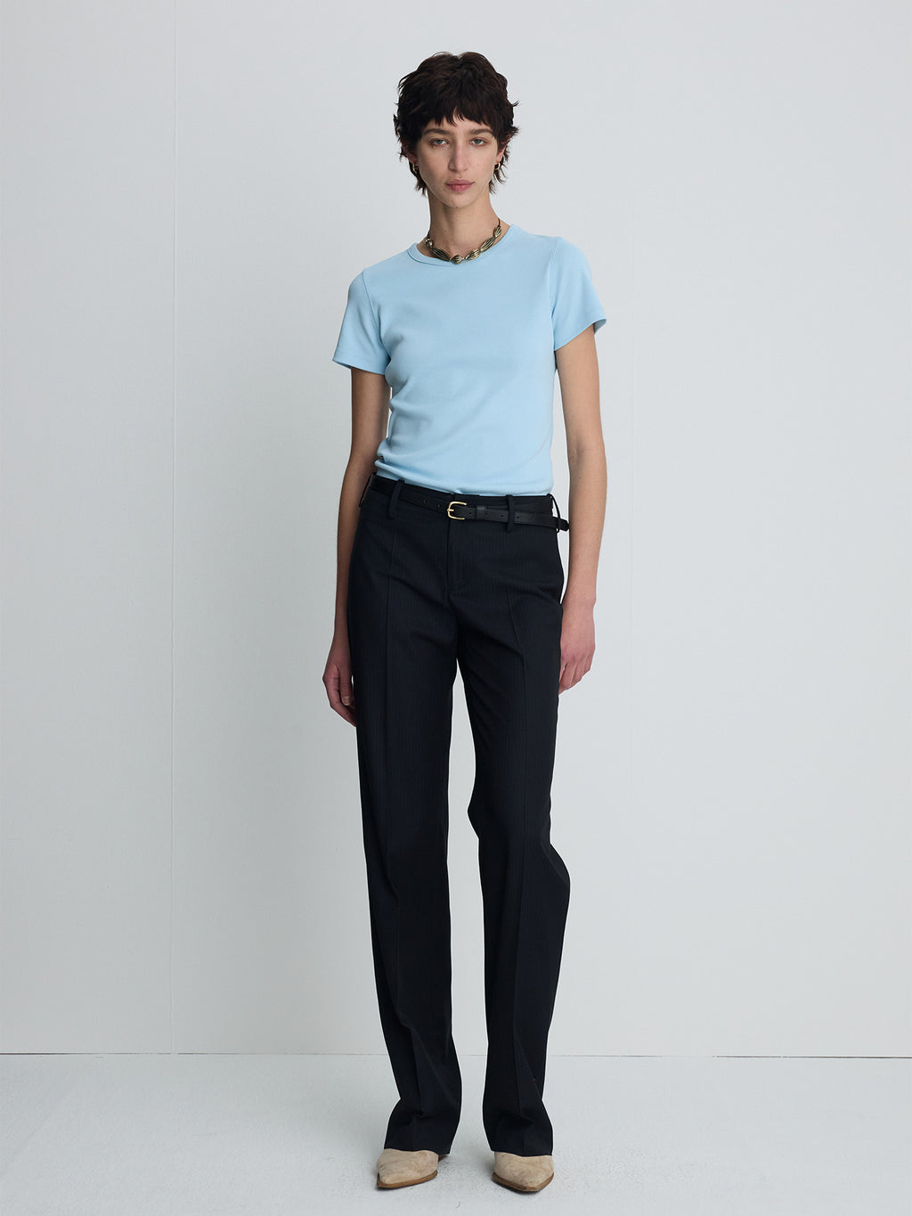Tonywack - Ribbed Half Sleeve T-Shirts (Light Blue) product image 1 | TRAB K-Fashion Australia