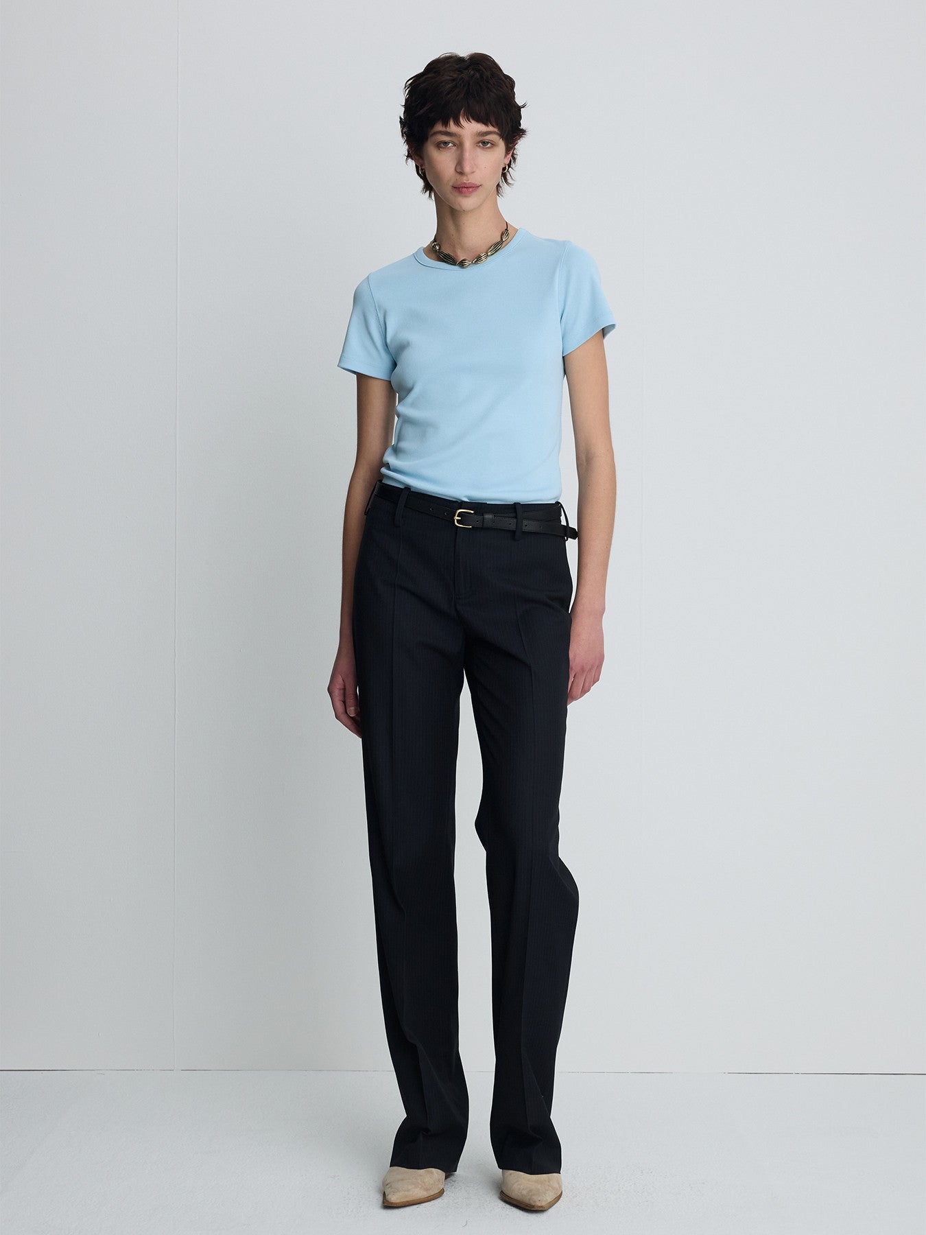 Tonywack - Ribbed Half Sleeve T-Shirts (Light Blue) product image 1 | TRAB K-Fashion Australia
