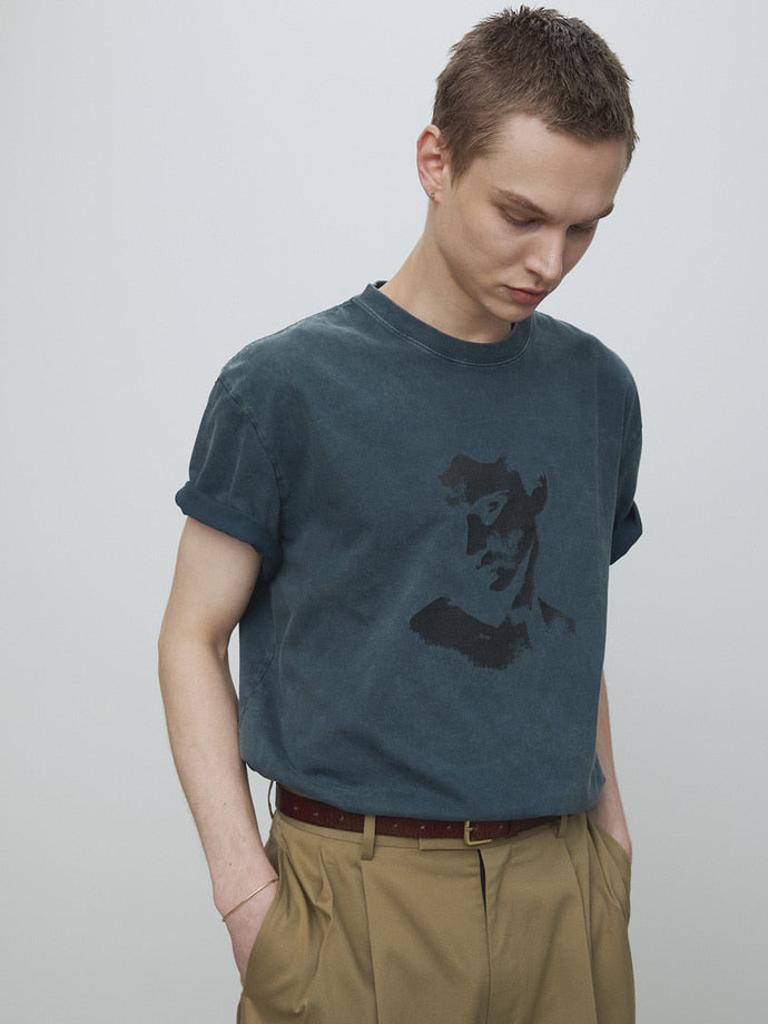 Tonywack - Portrait Garment Dyed T-Shirt (Faded Navy) product image 3 | TRAB K-Fashion Australia