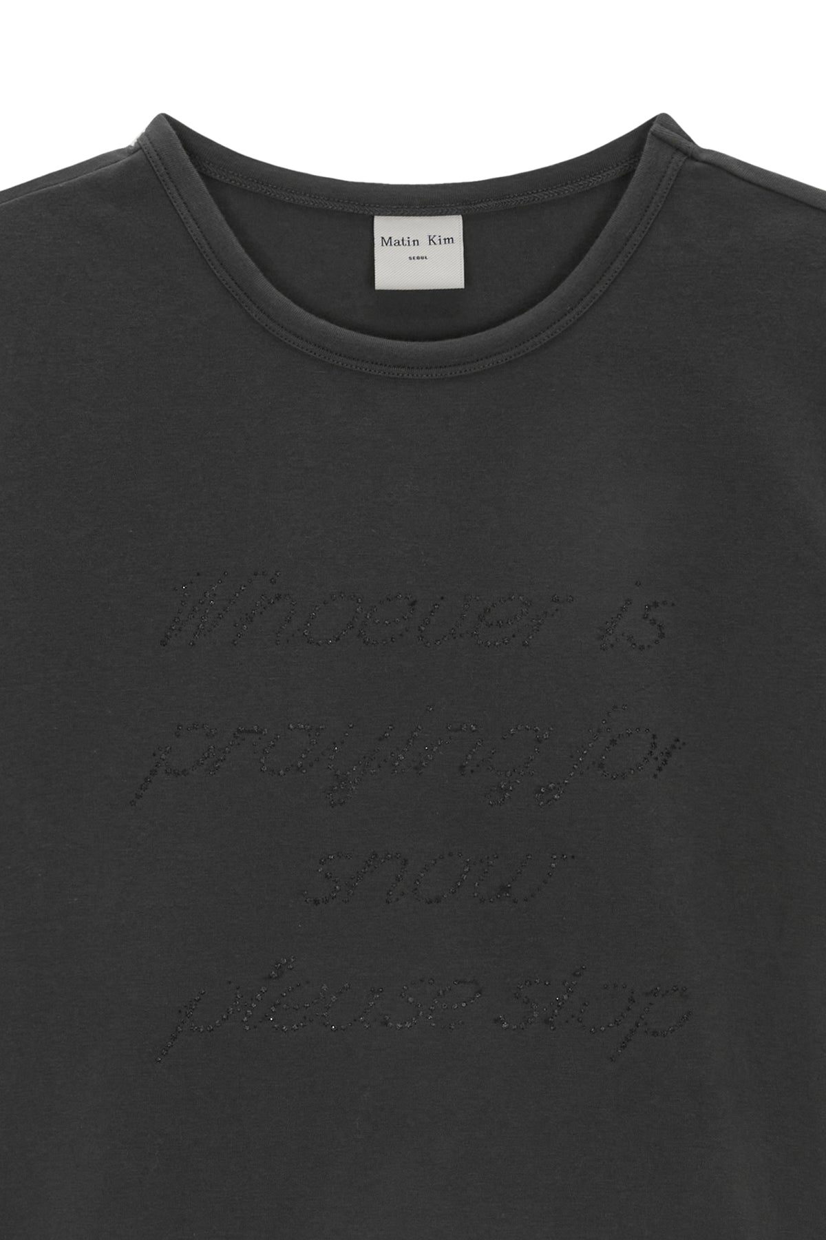 Matin Kim - Glitter Print Lettering Top (Charcoal) product image 3 | TRAB K-Fashion Australia