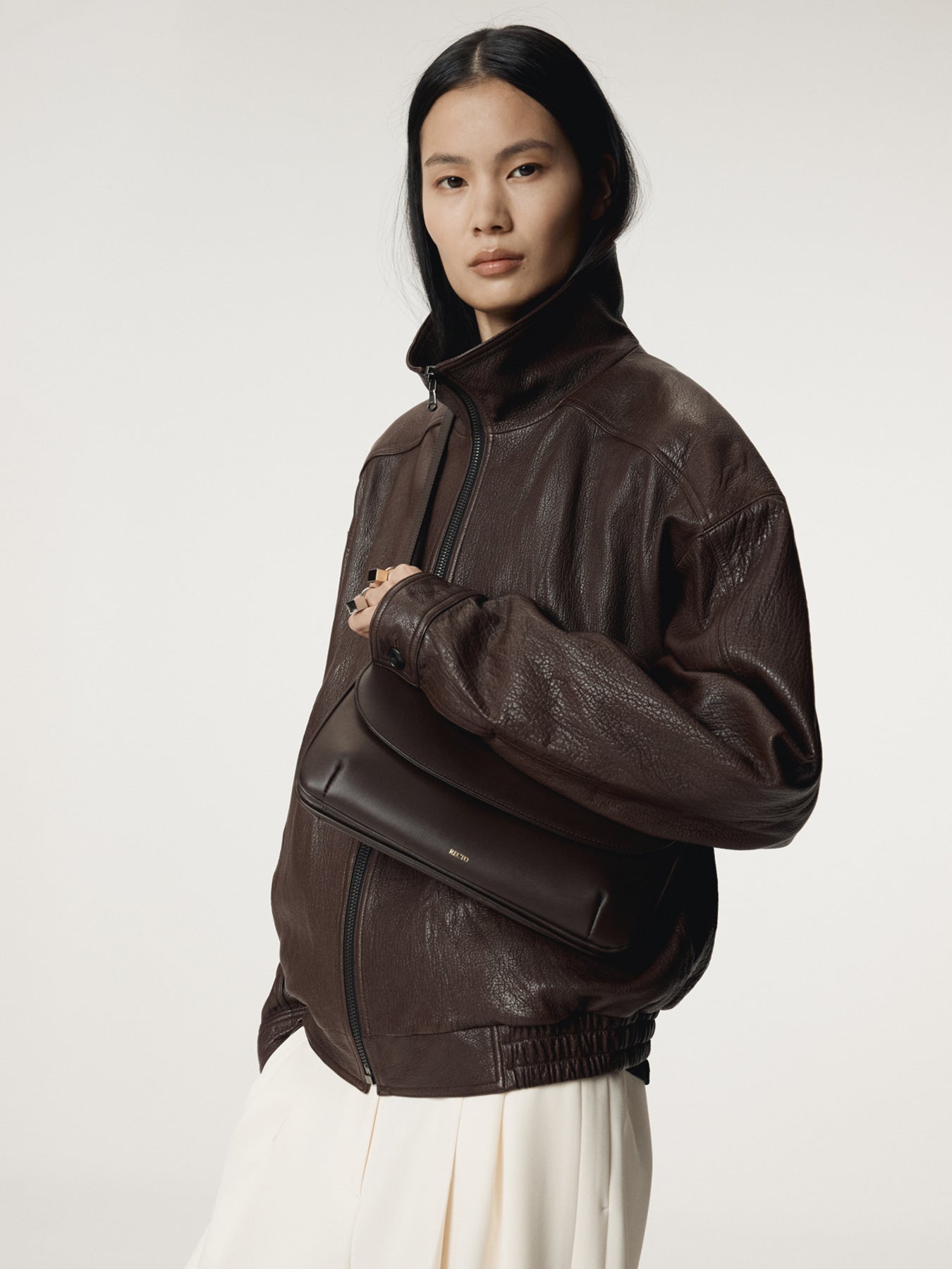 Recto - High-Neck Leather Jumper (Brown) product image 5 | TRAB K-Fashion Australia