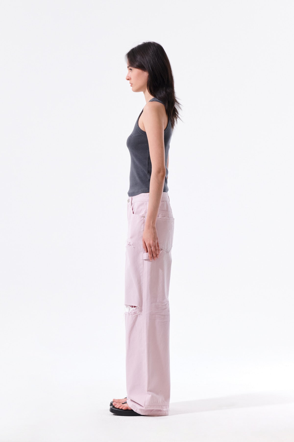 Matin Kim - Destroyed Color Dyeing Denim Pants (Pink) product image 7 | TRAB K-Fashion Australia