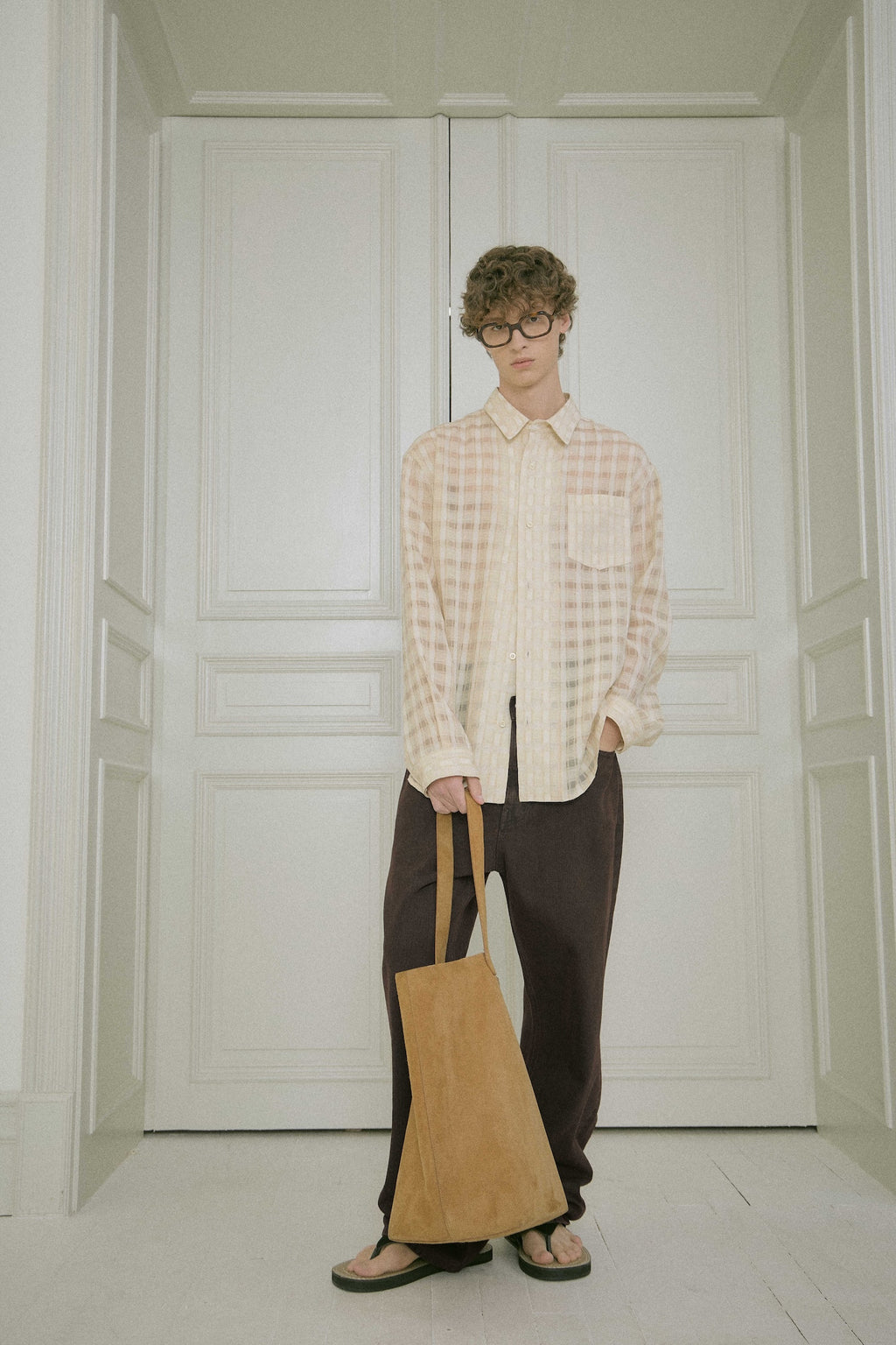 STU - Comfortable Check Shirt (Beige) product image 13 | TRAB K-Fashion Australia