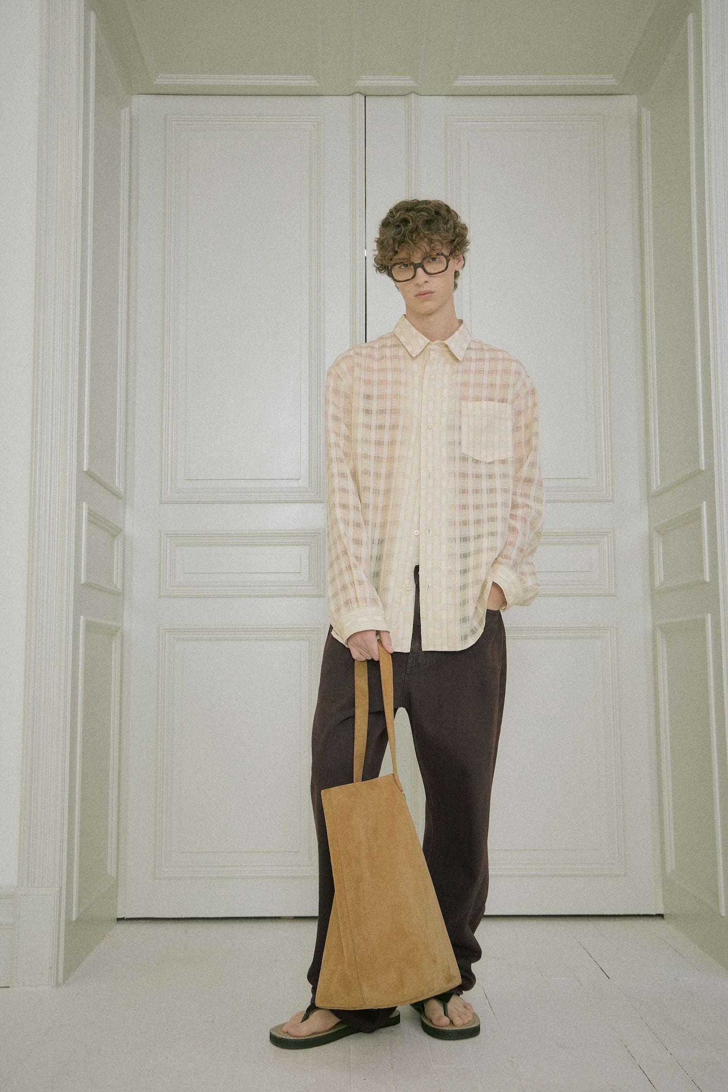 STU - Comfortable Check Shirt (Beige) product image 13 | TRAB K-Fashion Australia