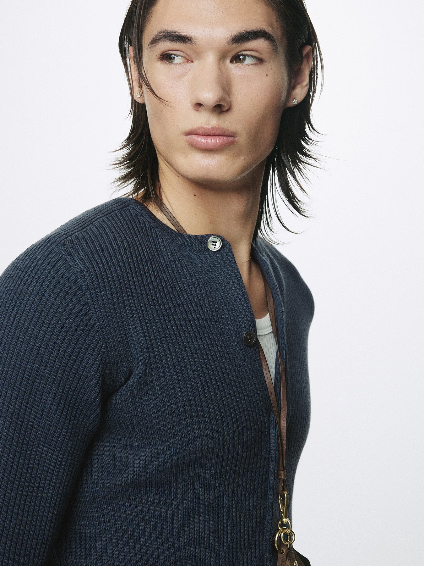 Tonywack - Super Fine Merino Wool Ribbed Cardigan (Slate Navy) product image 8 | TRAB K-Fashion Australia