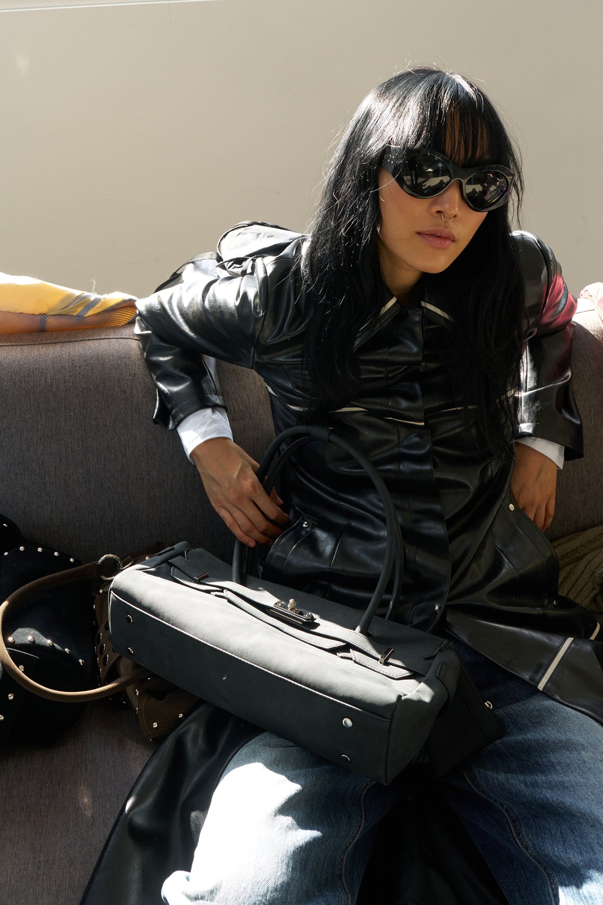 Deinet - Faux Leather Contrast Jacket (Black) product image 5 | TRAB K-Fashion Australia