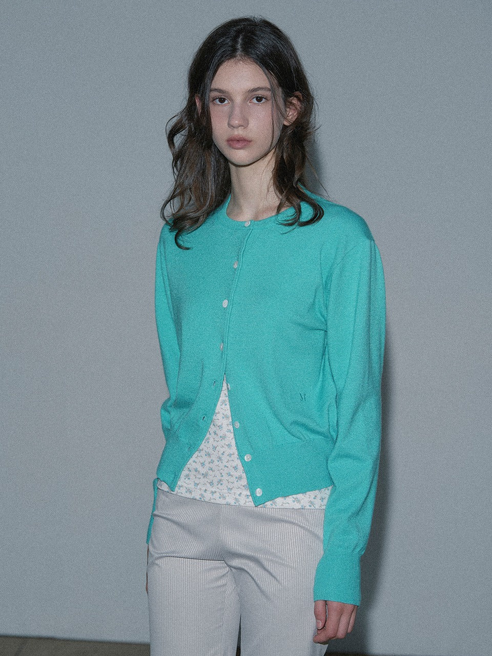 Margarin Fingers - Basic Logo Cardigan (Mint) product image 1 | TRAB K-Fashion Australia