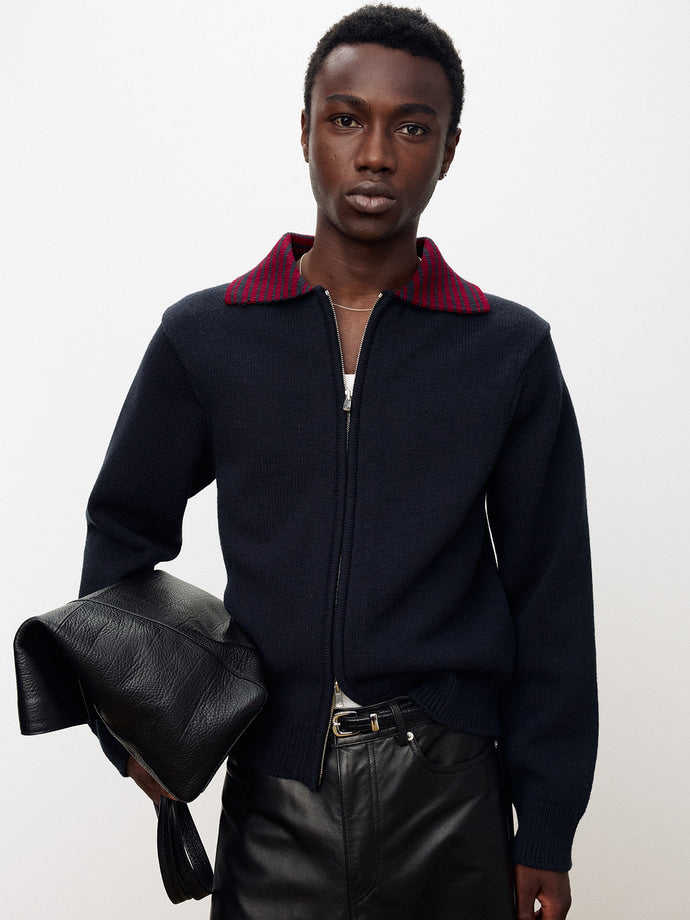 Tonywack - Contrast Collar Full-Zip Blouson (Navy) product image 1 | TRAB K-Fashion Australia
